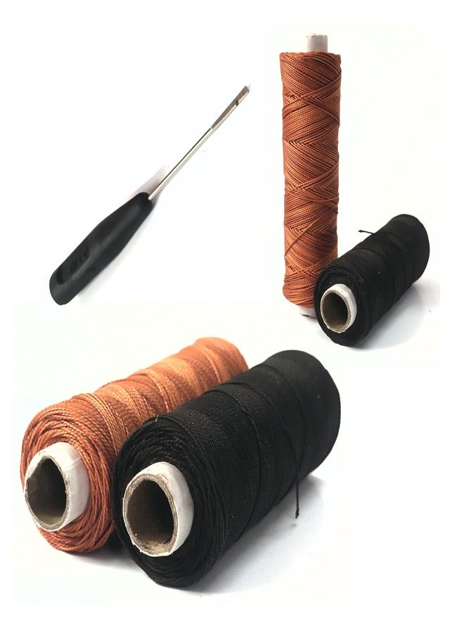 DoMick Upholstery Leather Nylon Thread, Thick 0.60 MM (2 ply Hi Tenacity Nylon) Colour Black and Light Brown, 1 Spool 100 MTR, Pack of 2 Spool, 1 Hand Stitching Tool. Combo Pack - Image 3